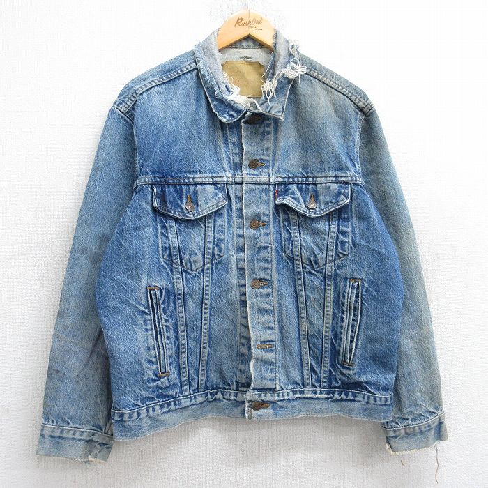 L★古着 リーバイス Levis 70506 長袖 ジージャン メンズ 90年代 90s コットン USA製 紺 ネイビー デニム 25oct21 中古 アウター Gジャン ジャケット