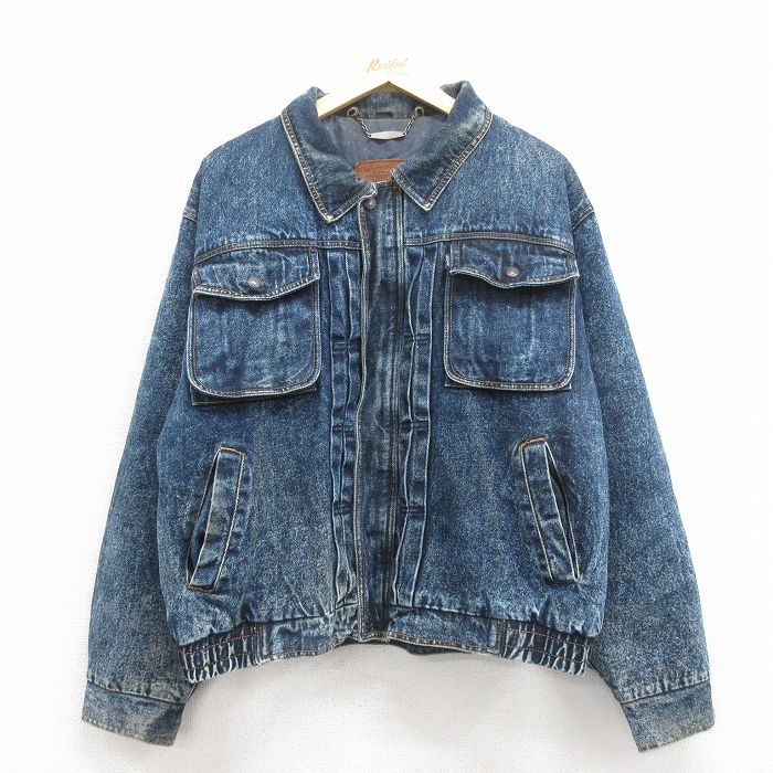XL★古着 リーバイス Levis 長袖 ジージャン メンズ ケミカルウォッシュ コットン 紺 ネイビー デニム 25oct25 中古 アウター Gジャン ジャケット