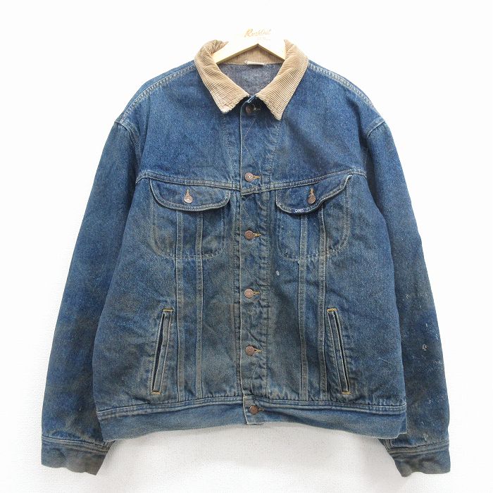 XL★古着 リー Lee 長袖 ジージャン メンズ 00年代 00s 大きいサイズ コットン 紺 デニム 内側ブランケット 25dec05