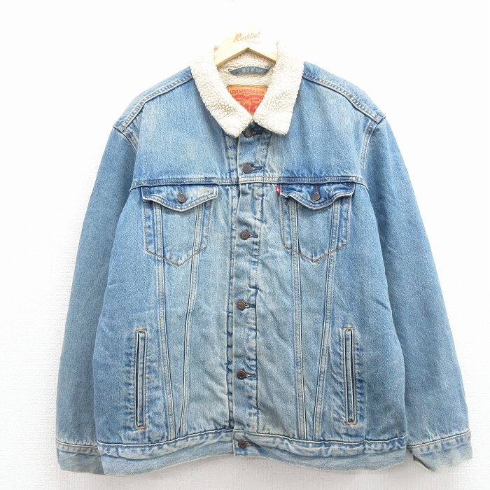 XL★古着 リーバイス Levis 長袖 ジージャン メンズ コットン 紺 デニム 内側ボア 25dec05