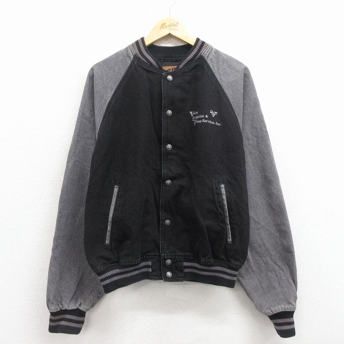 L★古着 長袖 デニム ジャケット メンズ 00年代 00s VIP ツートンカラー コットン ラグラン カナダ製 黒他【spe】 25dec05