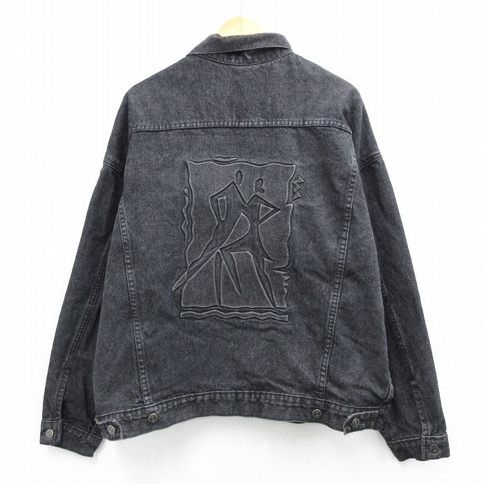 XL★古着 長袖 ジージャン メンズ 00年代 00s ブエノスアイレス コットン USA製 黒 デニム 25dec15