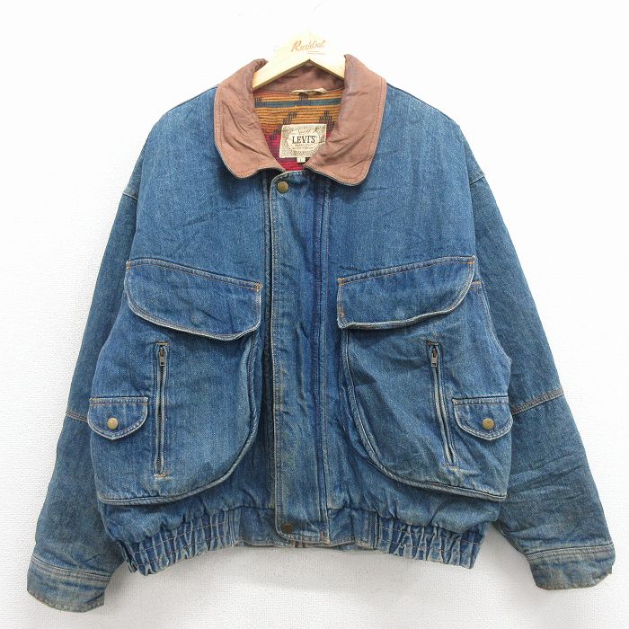 XL★古着 リーバイス Levis 長袖 デニム ジャケット メンズ 00年代 00s 大きいサイズ コットン 紺【spe】 25dec18