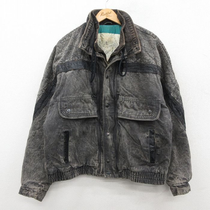 90s デニムジャケット ケミカルウォッシュ ブラック XL | 古着