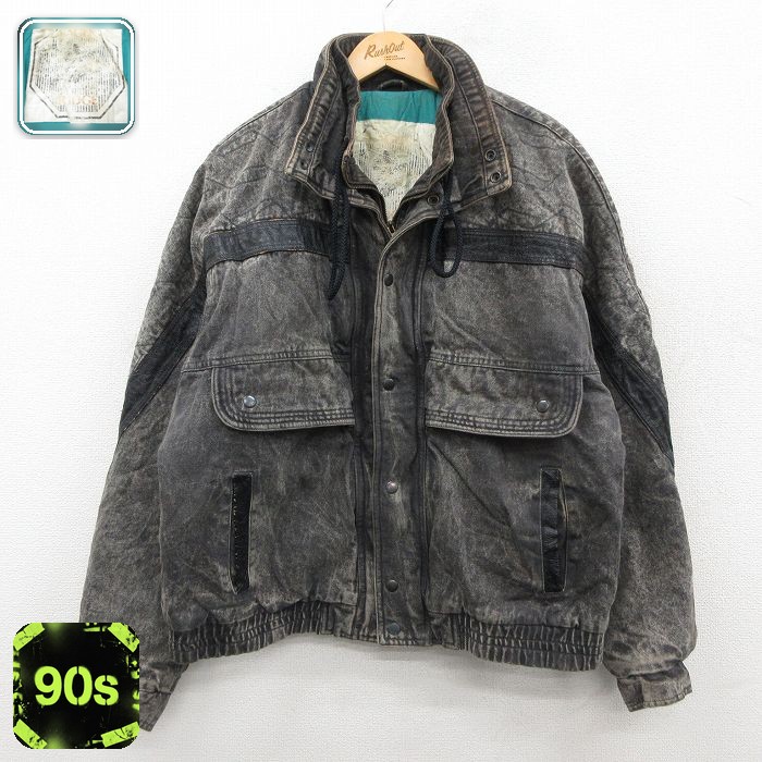 90s デニムジャケット ケミカルウォッシュ ブラック XL | 古着