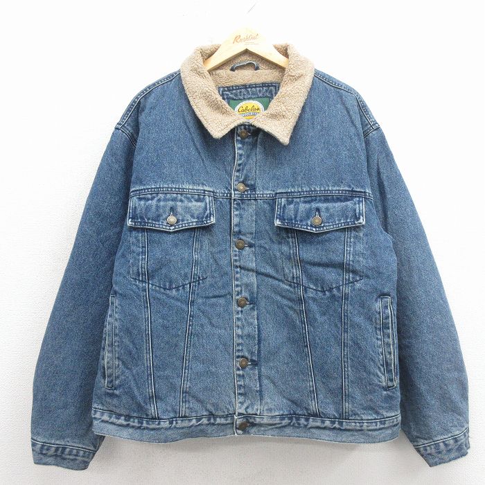 XL★古着 カベラス 長袖 デニム ボア ジャケット メンズ 00年代 00s 大きいサイズ コットン 紺【spe】 26jan17