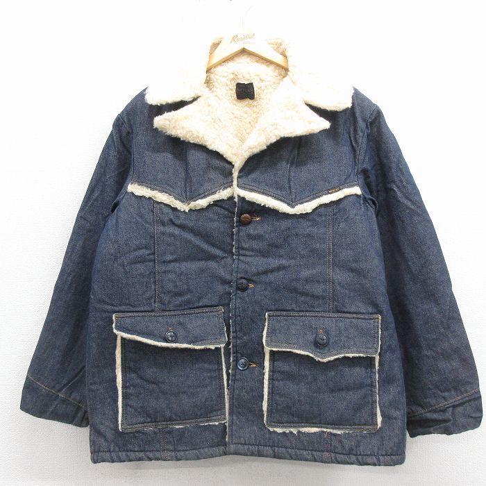 シアーズ 80s デニムジャケット ボア ネイビー XL | 古着