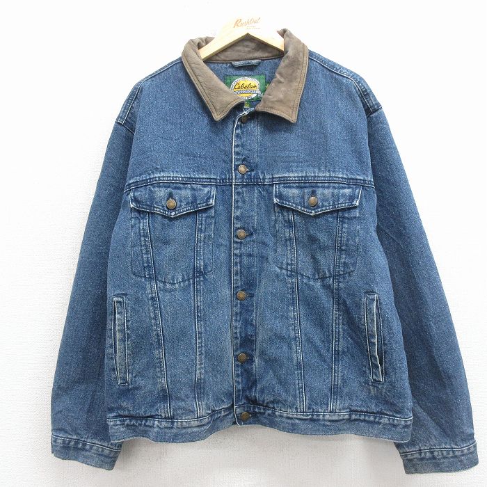 カベラス 00s ジージャン 襟レザー ネイビー XL | 古着