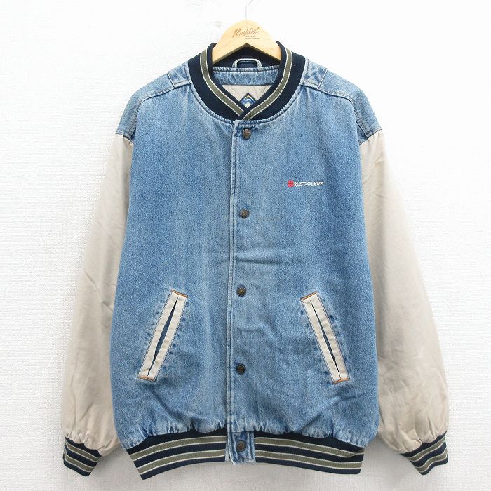 XL★古着 長袖 デニム ジャケット スタジャン メンズ 00年代 00s RUST 大きいサイズ コットン 紺 内側キルティング 26mar17