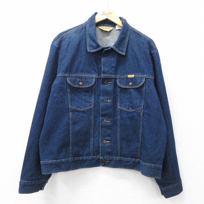 XL★古着 ラスラー 長袖 ジージャン メンズ 90年代 90s 大きいサイズ コットン 濃紺 デニム 26apr04
