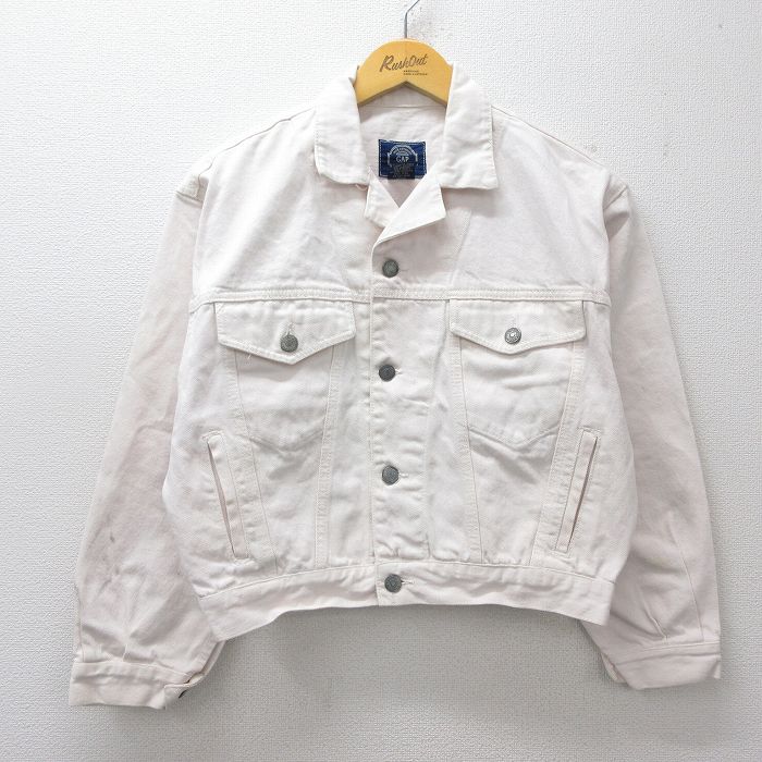 M★古着 ギャップ GAP 長袖 ジージャン メンズ 90年代 90s コットン ショート丈 USA製 薄ピンク デニム 26apr21