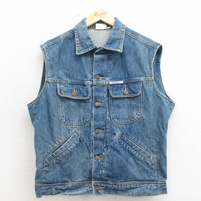L★古着 ゲス GUESS ブランド デニム ベスト メンズ 90年代 90s 紺 26apr30