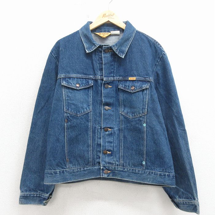 XL★古着 ラスラー 長袖 ジージャン メンズ 90年代 90s 大きいサイズ コットン USA製 紺 デニム【spe】 26apr30