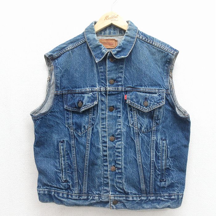 L★古着 リーバイス Levis 70506 デニム ベスト 90年代 90s コットン USA製 ネイビー デニム【spe】 26may29