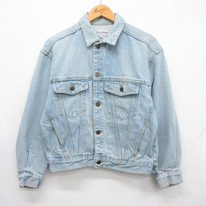 M★古着 長袖 ジージャン メンズ 90年代 90s コットン USA製 ネイビー デニム 26jul27