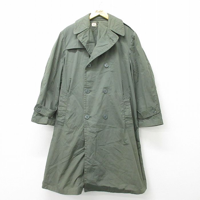 L★古着 長袖 ビンテージ ミリタリー レイン コート メンズ 70年代 70s ロング丈 USA製 濃緑 グリーン 【spe】 23oct30 中古 アウター