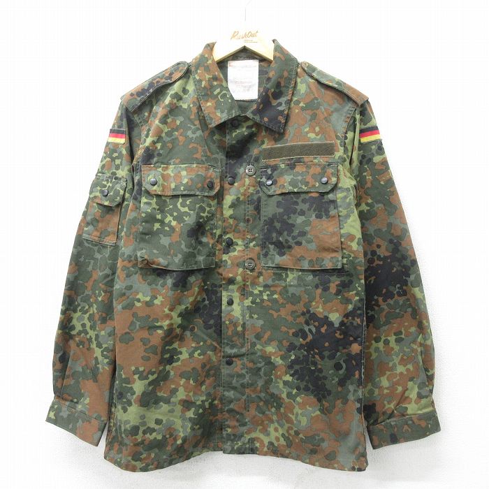 M★古着 長袖 ミリタリー ジャケット メンズ 90年代 90s ドイツ軍 緑他 グリーン 迷彩 24apr26 中古 アウター フライト