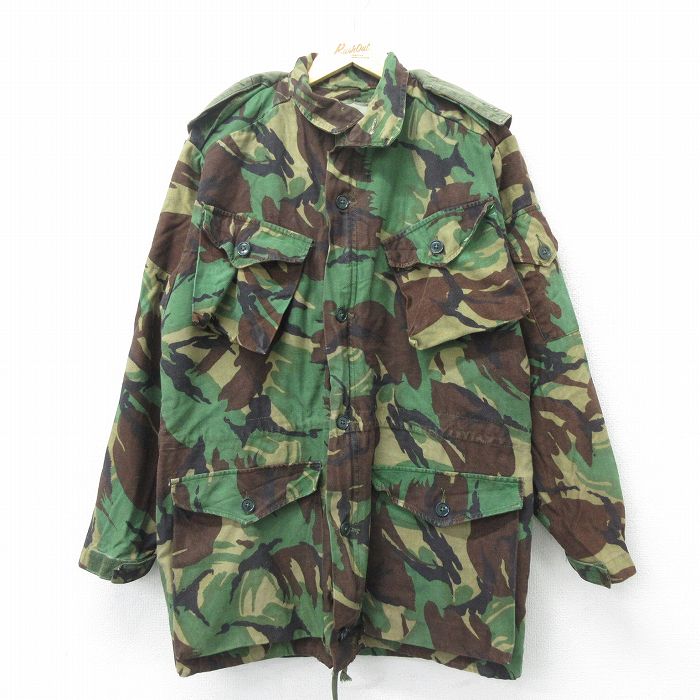 【20%OFF】L★古着 長袖 ミリタリー スモック ジャケット パーカー メンズ 90年代 90s イギリス軍 コンバット 緑 グリーン 迷彩 24sep04 中古 アウター フライト