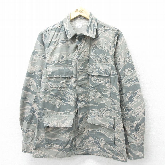 【20%OFF】M★古着 長袖 ミリタリー ジャケット メンズ 00年代 00s ユーティリティ デジタルタイガーカモ USA製 グレー 迷彩 24sep04 中古 アウター フライト