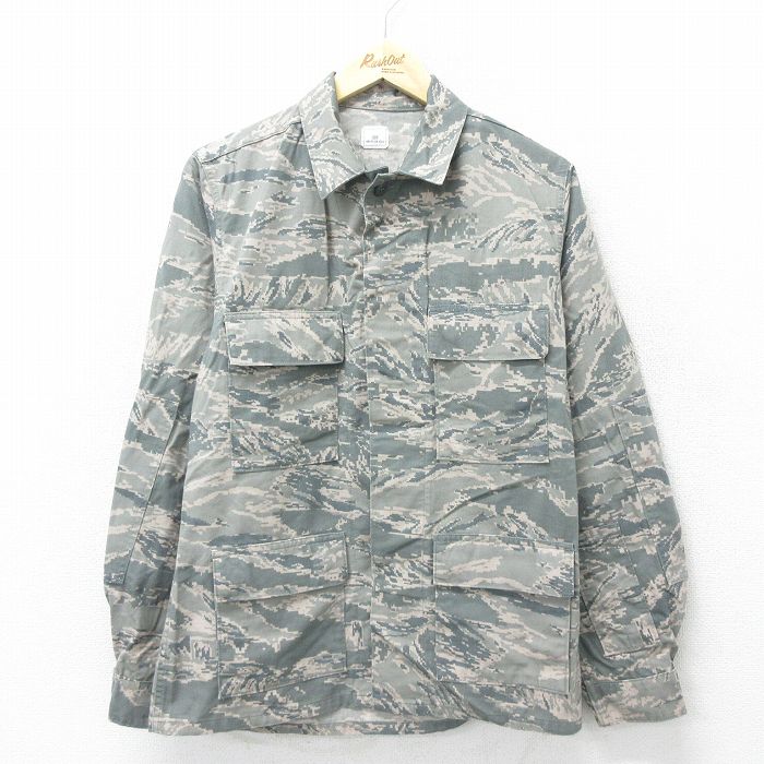 【20%OFF】M★古着 長袖 ミリタリー ジャケット メンズ 00年代 00s ユーティリティ デジタルタイガーカモ USA製 グレー 迷彩 24sep04 中古 アウター フライト