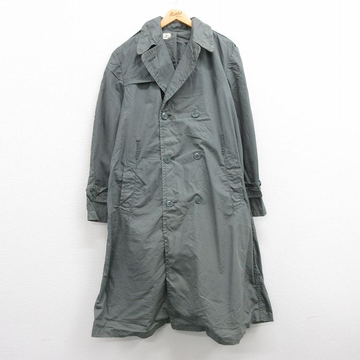 XL★古着 長袖 ビンテージ ミリタリー トレンチ レイン コート メンズ 60年代 60s アーミー ARMY ロング丈 USA製 緑系 グリーン 【spe】 24oct05 中古 アウター