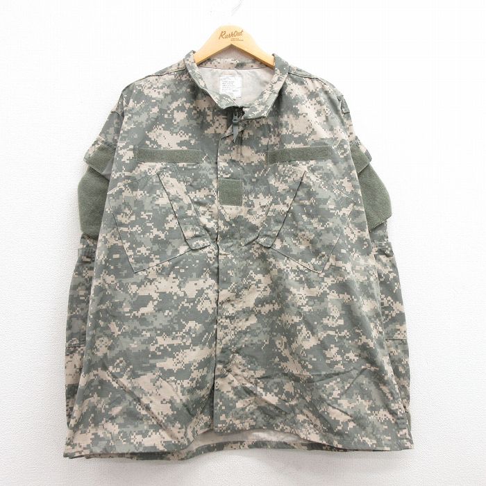 【20%OFF】XL★古着 長袖 ミリタリー ジャケット メンズ 00年代 00s アーミー ARMY コンバット リップストップ デジタルカモ 大きいサイズ USA製 グレー 迷彩 24oct15 中古 アウター フライト