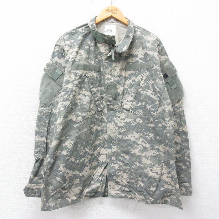 XL★古着 長袖 ミリタリー ジャケット メンズ 00年代 00s コンバット リップストップ デジタルカモ 大きいサイズ USA製 グレー 迷彩 24nov30 中古 アウター フライト