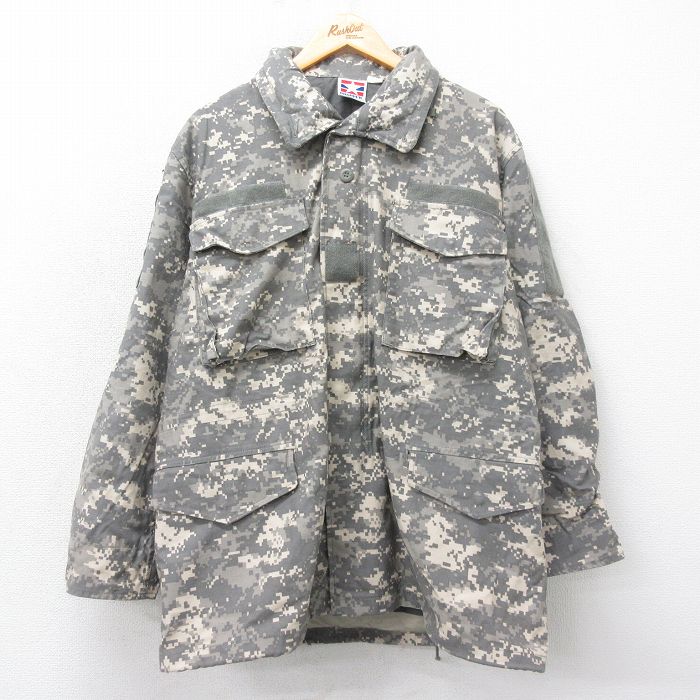 XL★古着 長袖 ミリタリー フィールド ジャケット メンズ M-65 デジタルカモ グレー 迷彩 24dec05 中古 アウター フライト