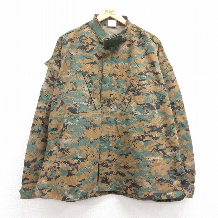 XL★古着 長袖 ミリタリー ジャケット メンズ 00年代 00s アーミー ARMY コンバット リップストップ デジタルカモ マーパットカモ 大きいサイズ USA製 茶他 ブラウン 迷彩 【spe】 24dec17 中古 アウター フライト