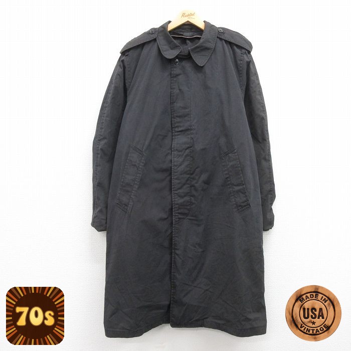 【50%OFF】70s ステンカラーレインコート ブラック XL | 古着