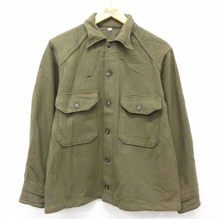 M★古着 長袖 ビンテージ ミリタリー ジャケット メンズ 50年代 50s ウール 緑 グリーン 24dec26 中古 アウター フライト