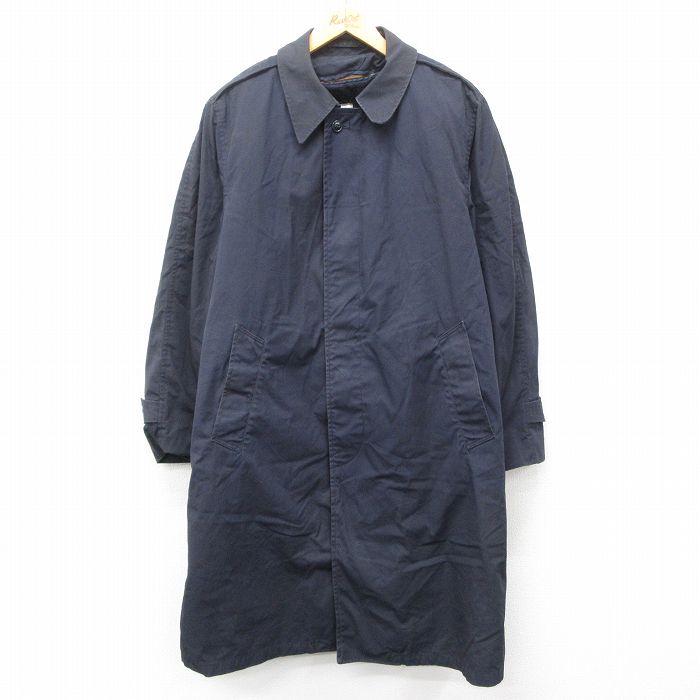 XL★古着 長袖 ミリタリー コート メンズ 80年代 80s ライナー付き ロング丈 USA製 紺 ネイビー 25jan16 中古 アウター