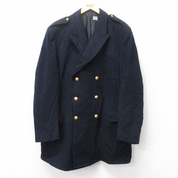 【50%OFF】XL★古着 長袖 ミリタリー コート メンズ 80年代 80s スウェーデン軍 ロング丈 紺 ネイビー 25jan31 中古 アウター