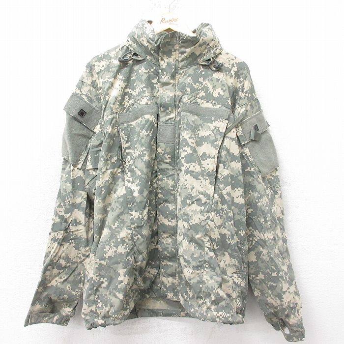 XL★古着 長袖 ミリタリー ナイロン ジャケット メンズ 00年代 00s ECWCS GEN3 レベル5 ソフトシェル デジタルカモ USA製 グレー 迷彩 25feb03 中古 アウター フライト