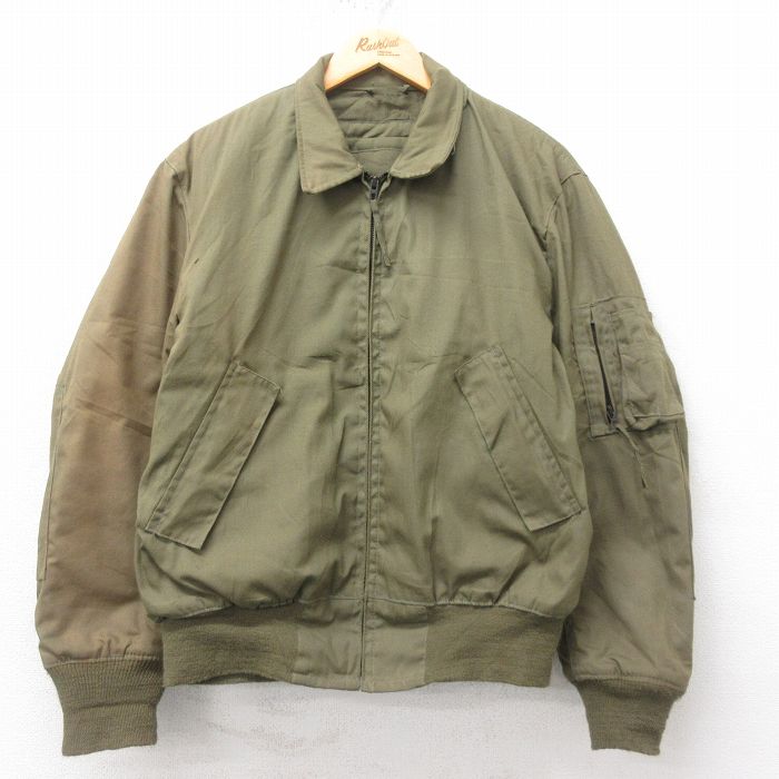S★古着 長袖 ミリタリー ジャケット メンズ 90年代 90s 濃緑 グリーン 25feb03 中古 アウター フライト