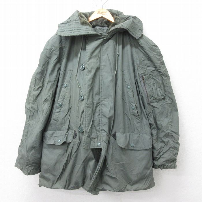 XL★古着 長袖 ミリタリー ジャケット メンズ 80年代 80s N-3B ロング丈 ラグラン USA製 タロン 濃緑 グリーン 【spe】 25feb03 中古 アウター フライト