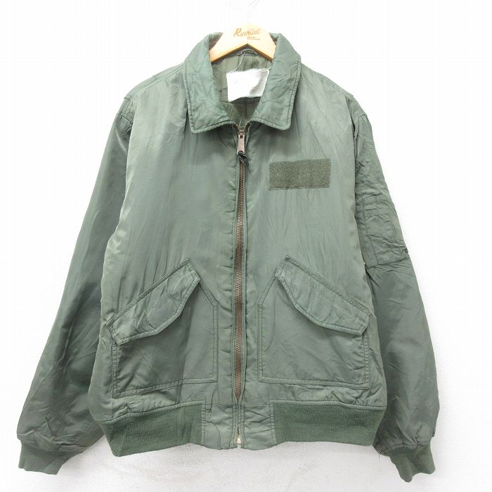 XL★古着 長袖 ミリタリー ナイロン ジャケット メンズ MA-1 USAF 濃緑 グリーン 25feb03 中古 アウター フライト