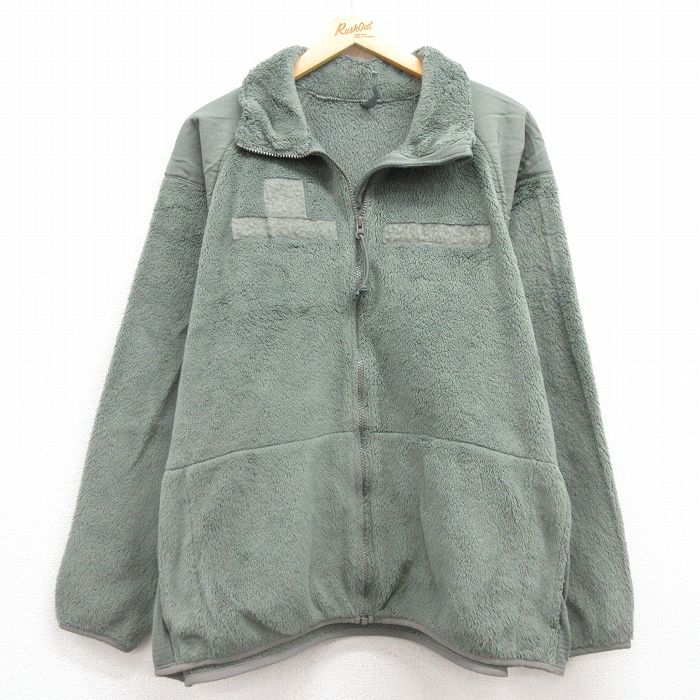 XL★古着 長袖 ミリタリー フリース ジャケット メンズ ECWCS GEN3 レベル3 ポーラテック 大きいサイズ ラグラン USA製 緑系 グリーン 25feb06 中古 アウター フライト