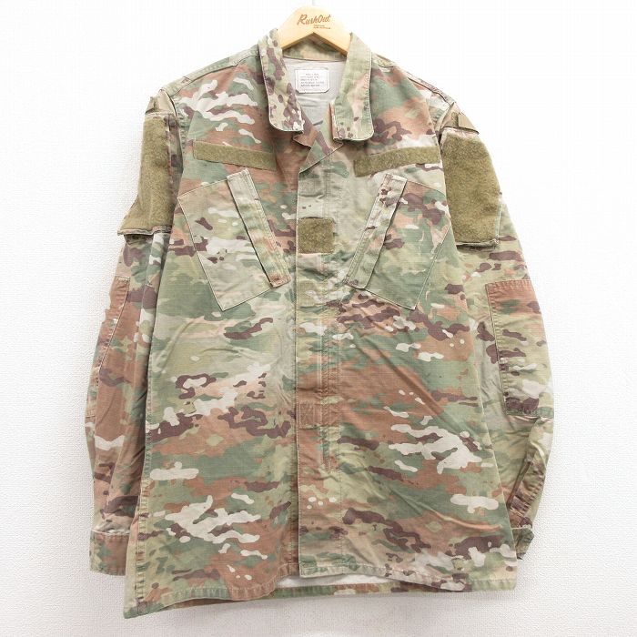 M★古着 長袖 ミリタリー ジャケット メンズ アーミー ARMY コンバット リップストップ マルチカムカモ USA製 薄緑他 グリーン 迷彩 25feb06 中古 アウター フライト