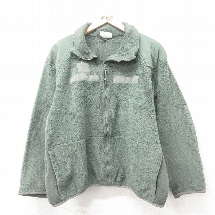 XL★古着 長袖 ミリタリー フリース ジャケット メンズ ECWCS GEN3 レベル3 ラグラン USA製 緑 グリーン 25feb10 中古 アウター フライト