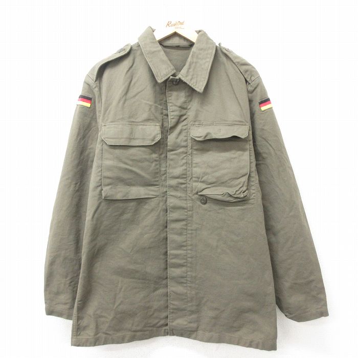 XL★古着 長袖 ミリタリー ジャケット メンズ 90年代 90s ドイツ軍 ロング丈 緑 グリーン 25feb10 中古 アウター フライト
