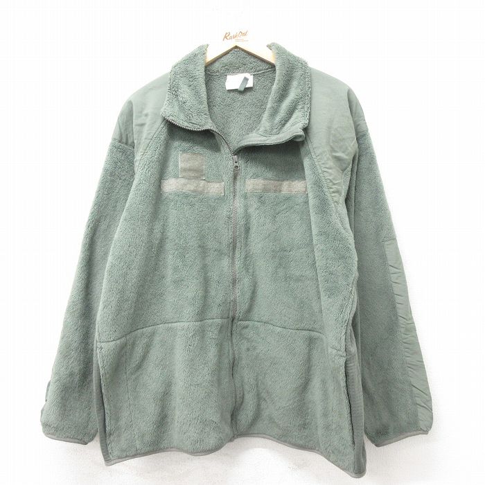 XL★古着 長袖 ミリタリー フリース ジャケット メンズ ECWCS GEN3 レベル3 ポーラテック 大きいサイズ ラグラン USA製 緑 グリーン 25feb10 中古 アウター フライト
