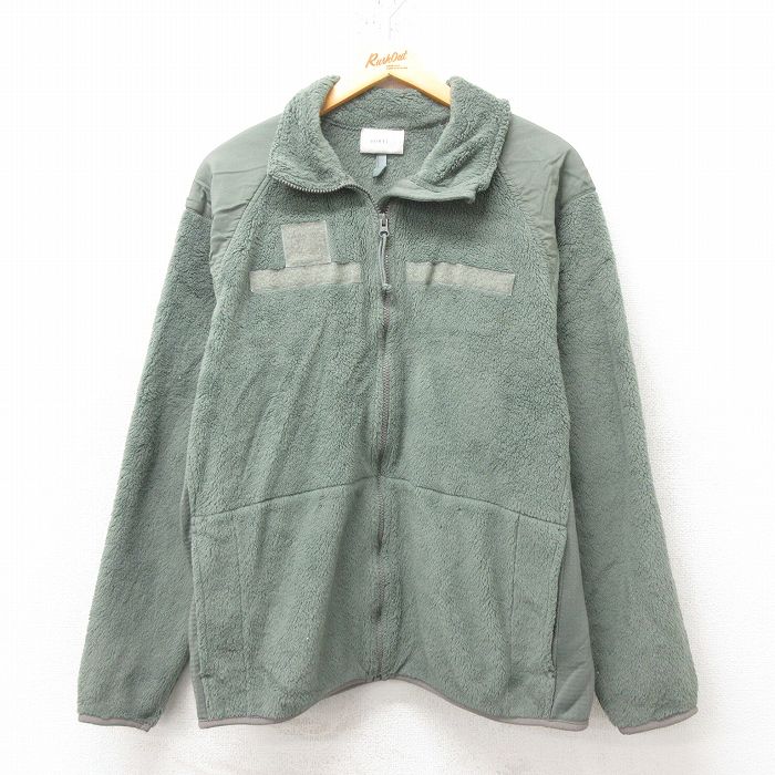 L★古着 長袖 ミリタリー フリース ジャケット メンズ ECWCS GEN3 レベル3 ポーラテック ラグラン USA製 緑 グリーン 25feb17 中古 アウター フライト
