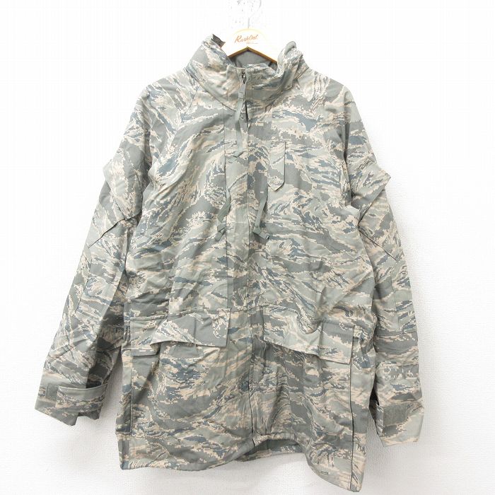 L★古着 長袖 ミリタリー ナイロン ゴアテックス ジャケット メンズ 00年代 00s ECWCS デジタルタイガーカモ ラグラン USA製 グレー 迷彩 25feb17 中古 アウター フライト