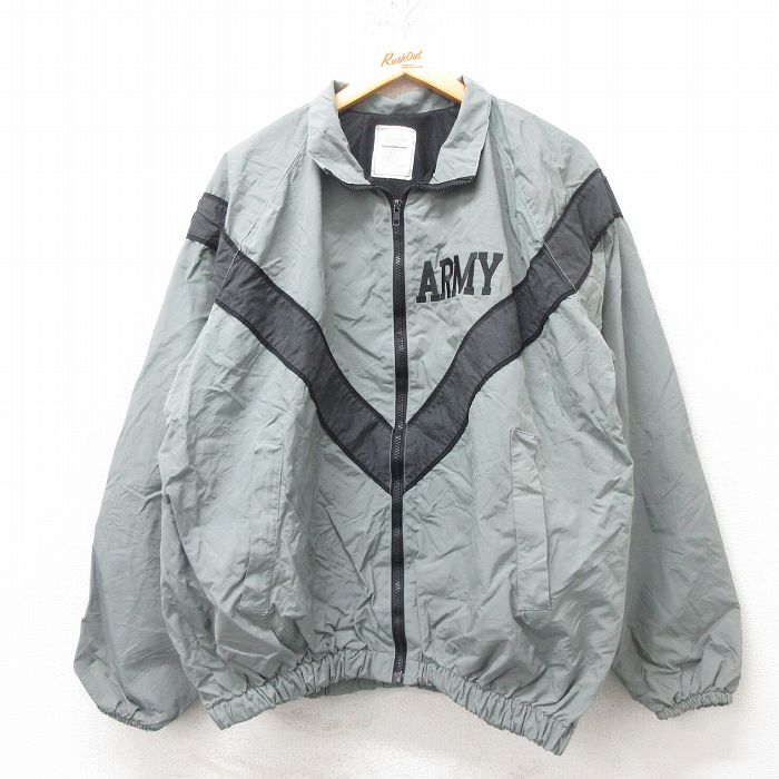 L★古着 長袖 ミリタリー ナイロン ジャケット メンズ 00年代 00s アーミー ARMY リフレクター ラグラン USA製 グレー 内側メッシュ 25feb19 中古 アウター フライト