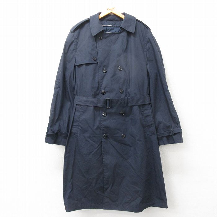 XL★古着 長袖 ミリタリー トレンチ コート メンズ 00年代 00s 大きいサイズ ロング丈 USA製 紺 ネイビー 25feb19 中古 アウター