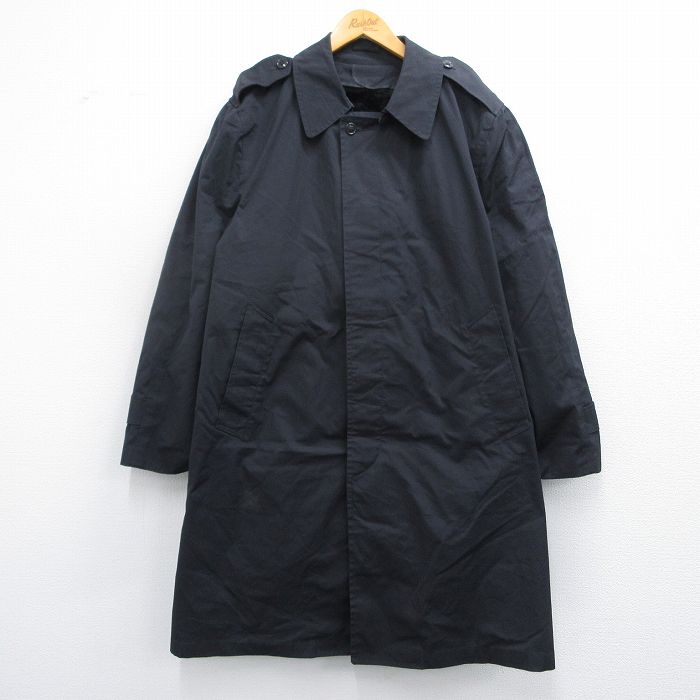 XL★古着 長袖 ミリタリー コート メンズ 90年代 90s ロング丈 USA製 紺 ネイビー 内側ファー 25feb19 中古 アウター