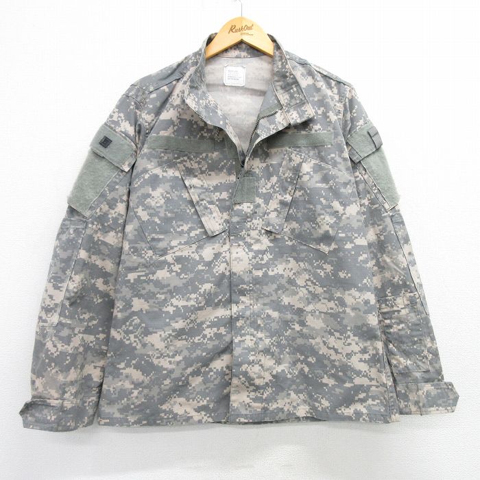XL★古着 長袖 ミリタリー ジャケット メンズ 00年代 00s アーミー ARMY コンバット リップストップ デジタルカモ USA製 グレー他 迷彩 25mar04 中古 アウター フライト