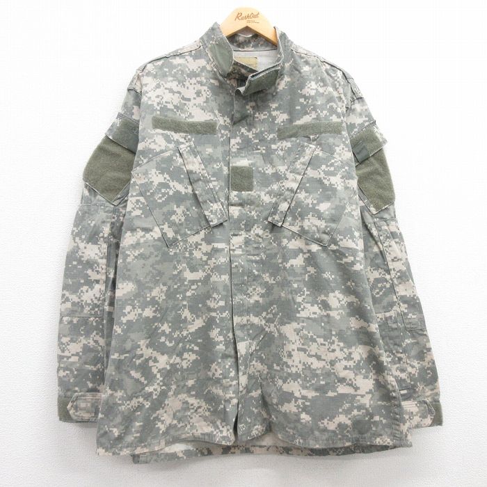 XL★古着 長袖 ミリタリー ジャケット メンズ 00年代 00s アーミー ARMY コンバット リップストップ デジタルカモ 大きいサイズ USA製 グレー他 迷彩 25mar04 中古 アウター フライト