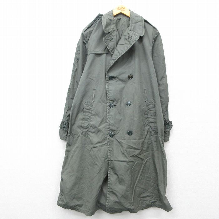 L★古着 長袖 ビンテージ ミリタリー レイン コート メンズ 60年代 60s ロング丈 USA製 濃緑 グリーン 25mar06 中古 アウター